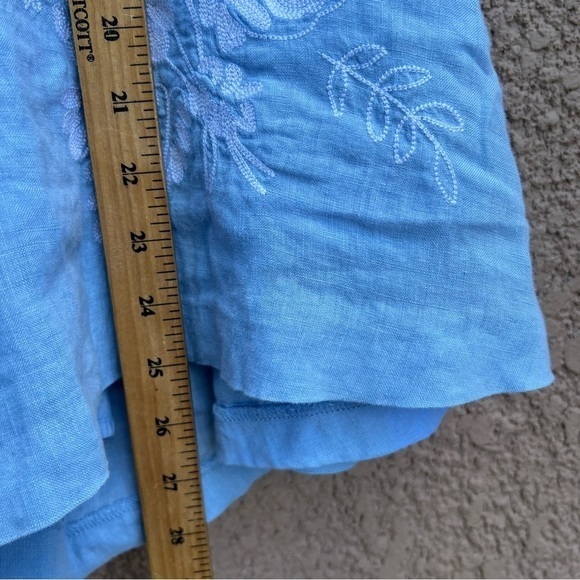 Tommy Hilfiger 100% Linen Skirt Women’s Size 14 Embroidered Floral Flare Hem - Picture 9 of 10